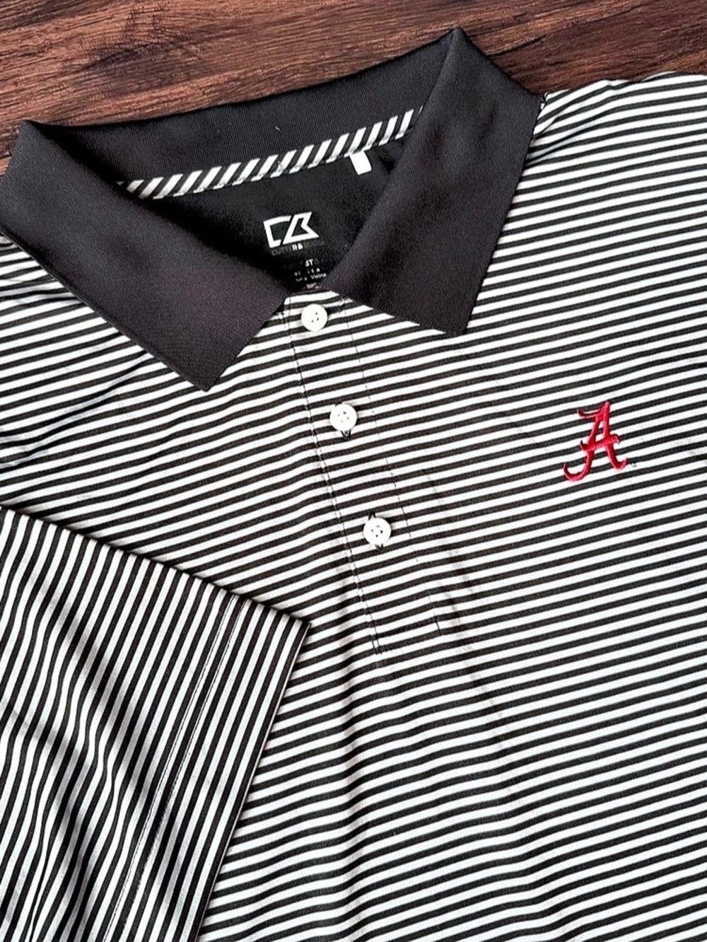 University Of Alabama Shirt Men’s Crimson Tide Striped Polo 3XB  Cutter & Buck